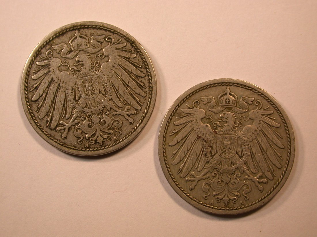  E04  KR  2 x 10 Pfennig  1900 A und 1911 A  Originalbilder   