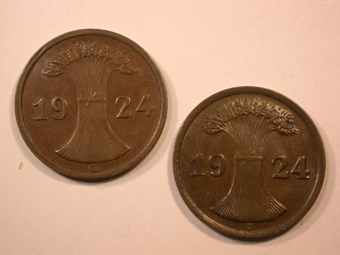  E04  Weimar  2 x 2 Pfennig 1924 G und J  besser Originalbilder   