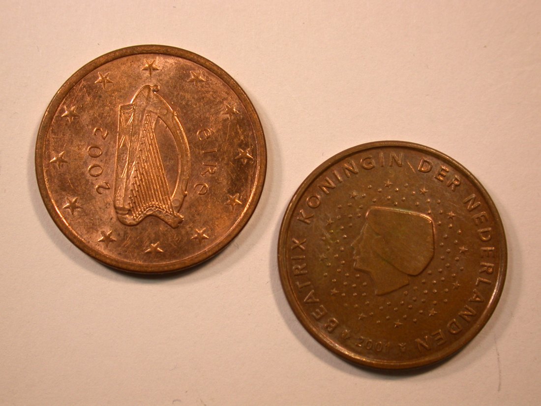  E04  Irland 5 Cent 2002 Niederlande 5 Cent 2001  Originalbilder   