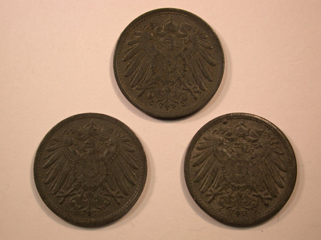  E04  KR Ersatzmünzen 3 x 10 Pfennig 1918, 1920 und 1922 besser   Originalbilder   