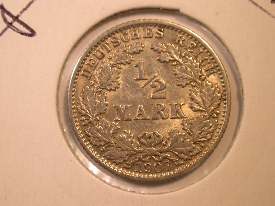 E04 KR 1/2 Mark 1907 G in f.vz Silber Originalbilder