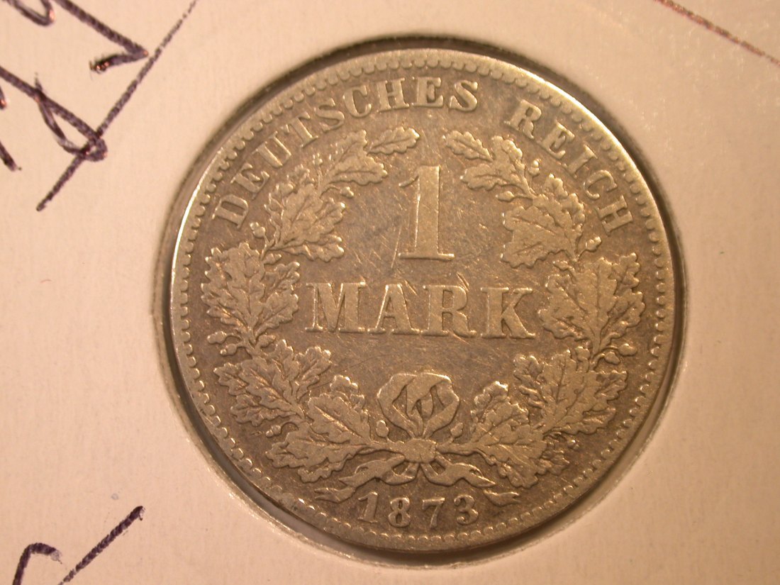  E04  KR  1 Mark  1873 B in s-ss   Silber Originalbilder   