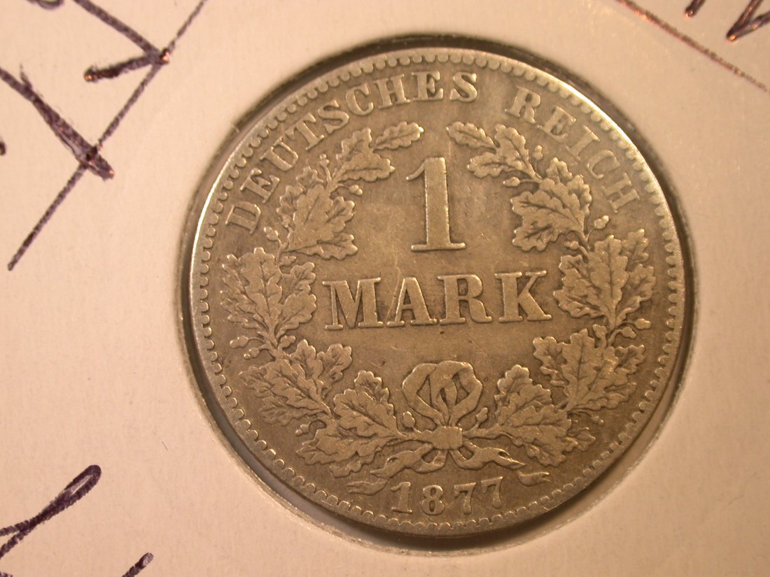  E04  KR  1 Mark  1877 B in s-ss   Silber Originalbilder   