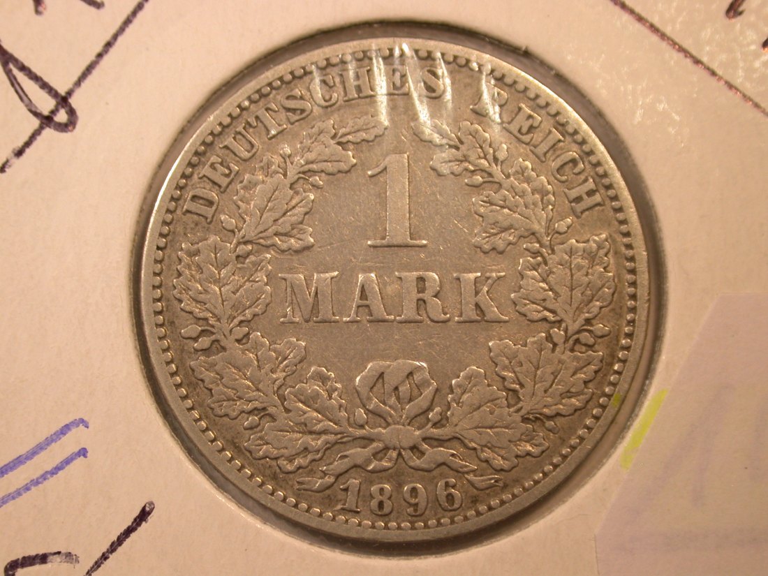  E04  KR  1 Mark  1896 E in s-ss   Silber Originalbilder   