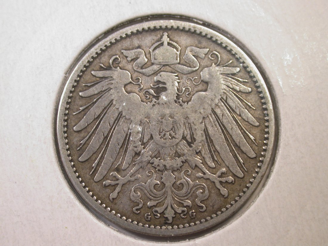  E04  KR  1 Mark  1896 G in f.ss, geputzt   Silber Originalbilder   