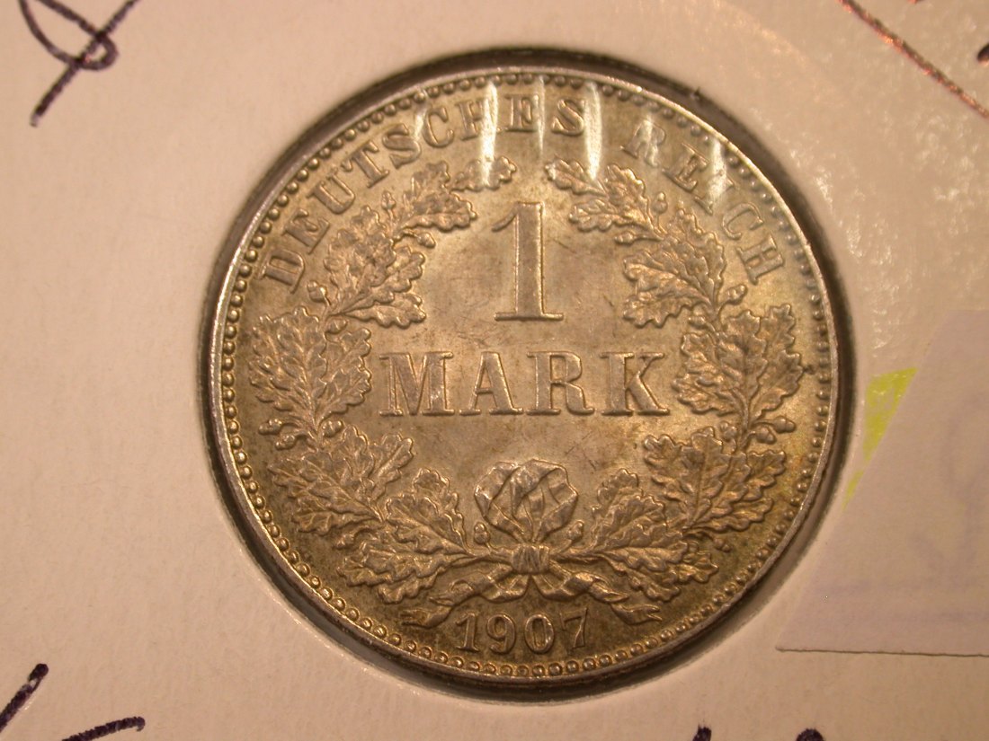  E04  KR  1 Mark  1907 G in vz-st/ST   Silber Originalbilder   