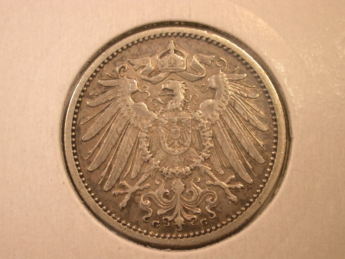  E04  KR  1 Mark  1908 G in f.vz  Silber Originalbilder   