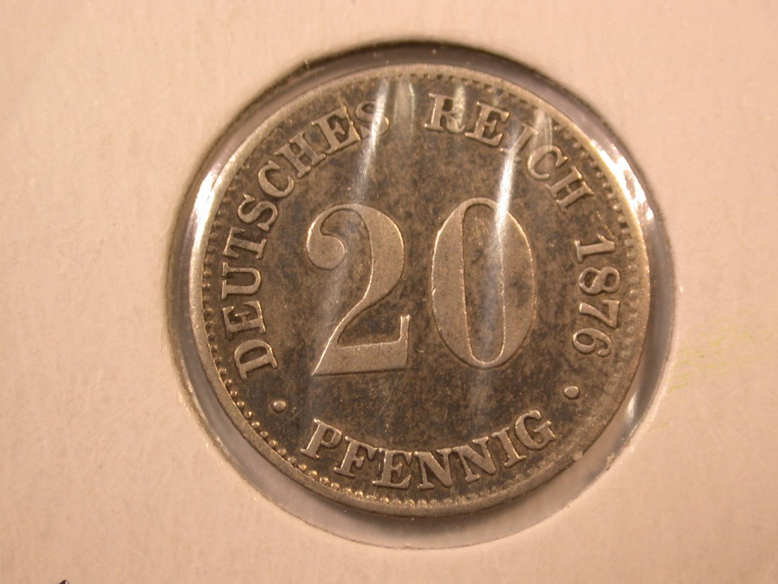  E04  KR  20 Pfennig  1876 C in ss/ss+  Silber Originalbilder   