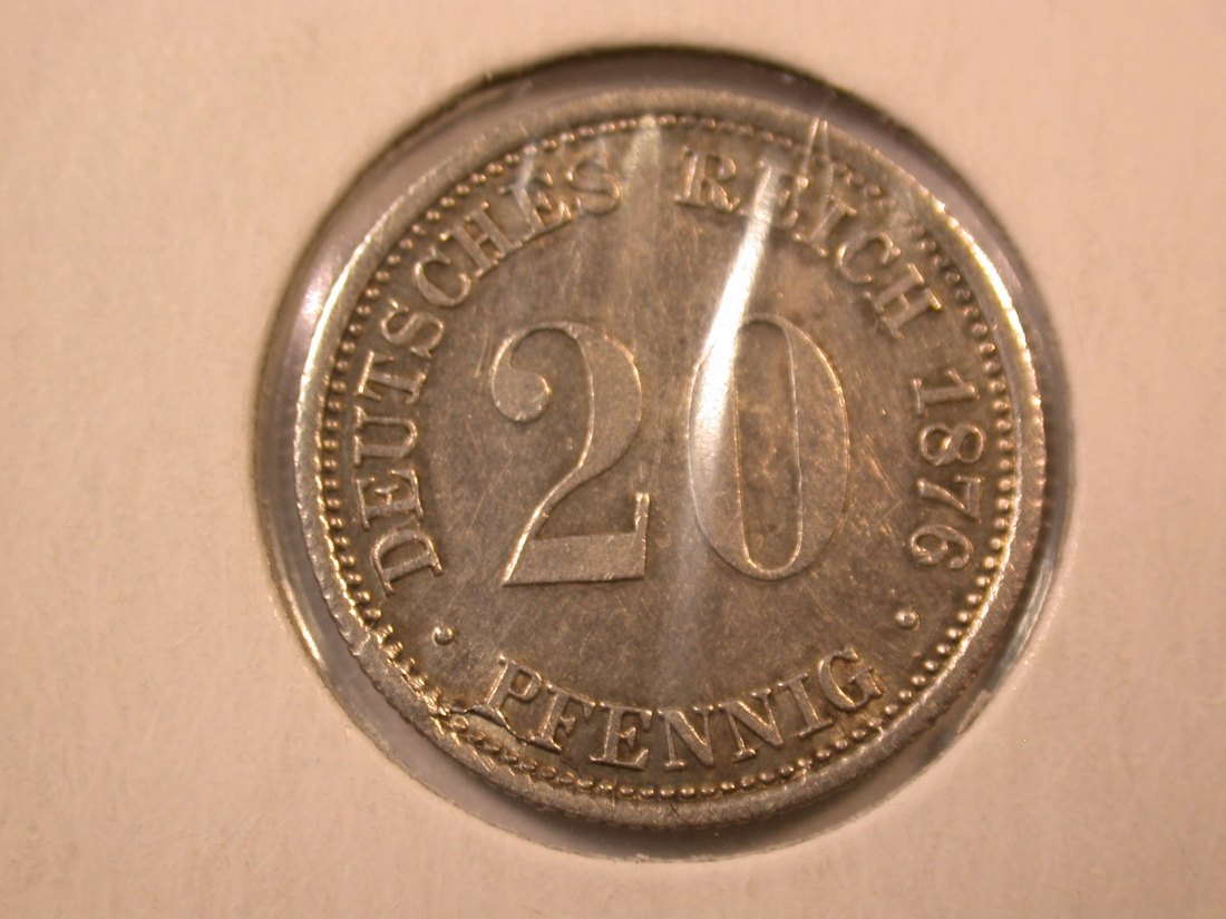  E04  KR  20 Pfennig  1876 J in vz/vz+  Silber Originalbilder   