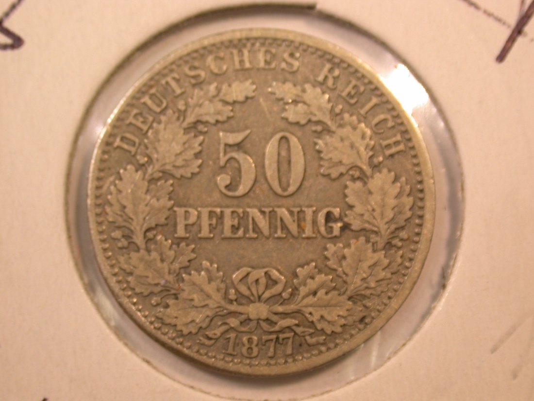 E04 KR 50 Pfennig J.8 1877 A in ss/ss+ Silber Originalbilder