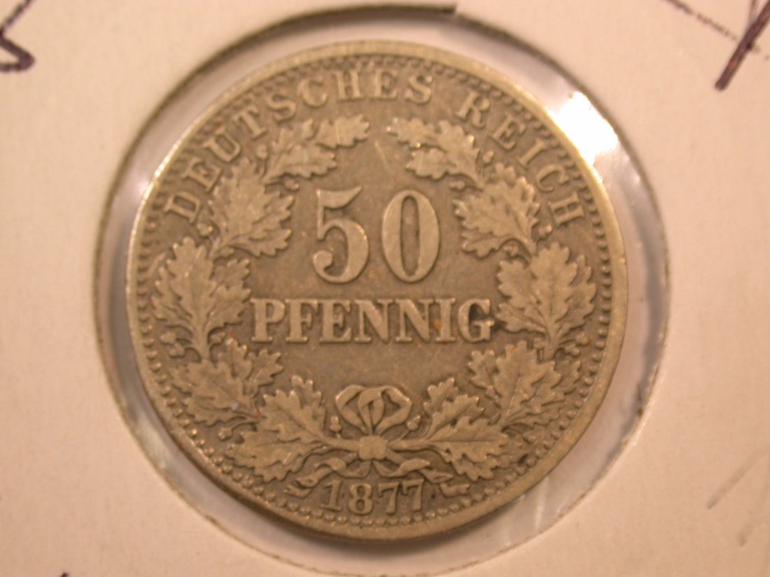  E04  KR  50 Pfennig  J.8  1877 A in ss/ss+  Silber Originalbilder   