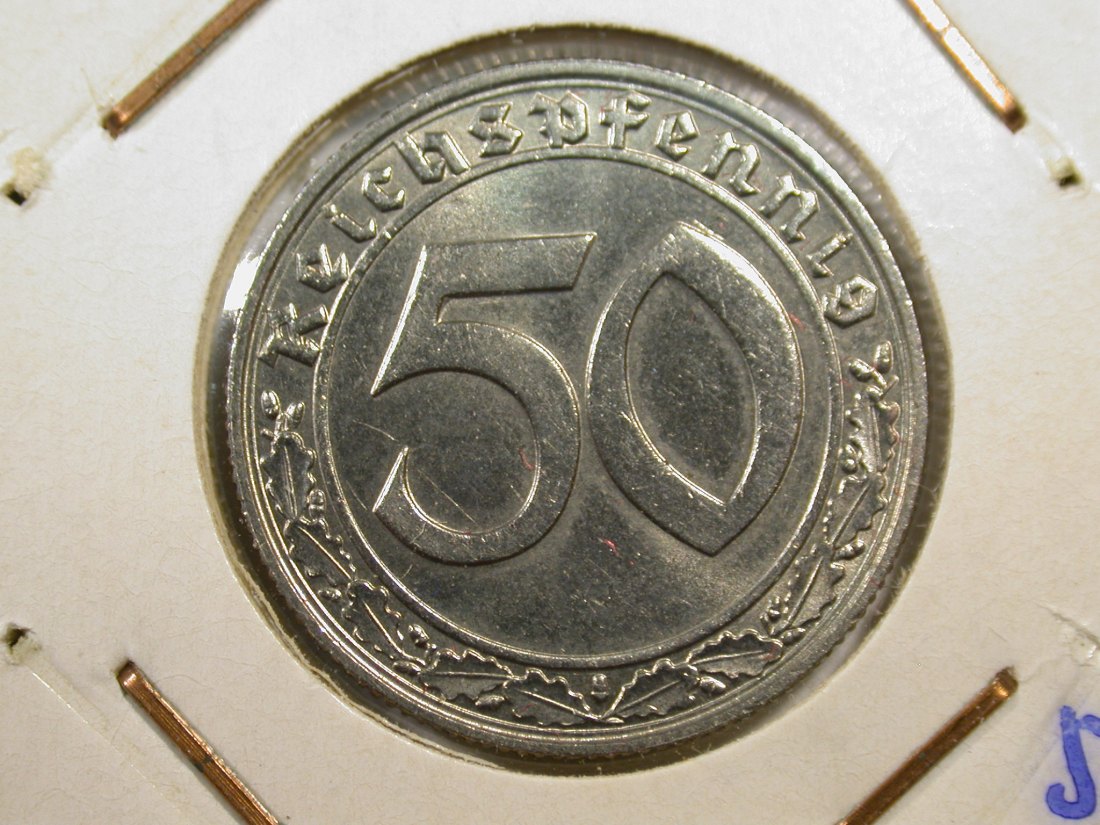  E04  3. Reich  50 Pfennig J.365  1939 B in f.st/ST   R   Originalbilder   