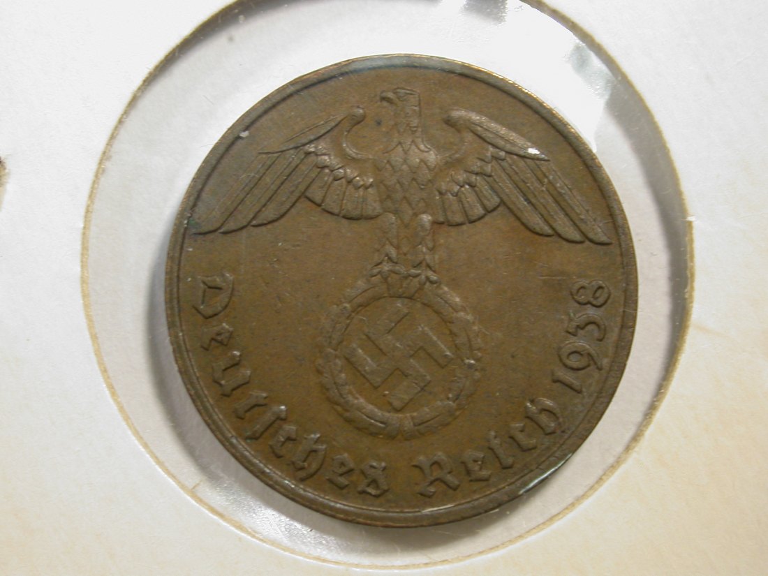  E04  3. Reich  2 Pfennig  1938 B in ss-vz  Originalbilder   