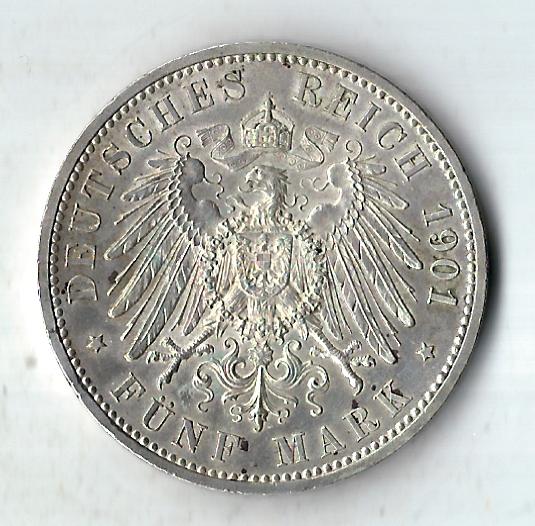  5 Mark Preussen 200 J. Königreich 1901 -st Goldankauf Koblenz Frank MAurer B849   