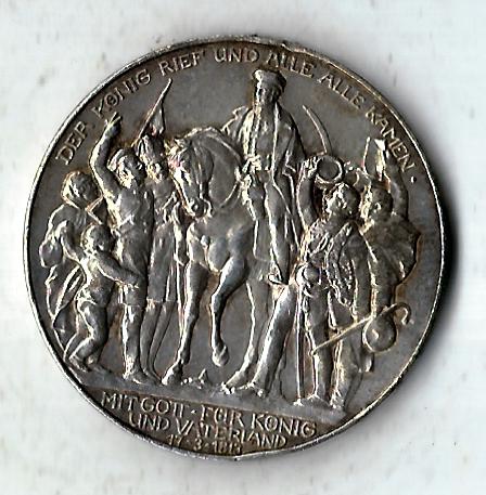  3 Mark Preussen Sieg über Napoleon 1913 in vz J110 Goldankauf Koblenz Frank Maurer C90   