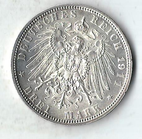  3 Mark Bayern Luitpold 1911 in st J149 Goldankauf Koblenz Frank Maurer C110   