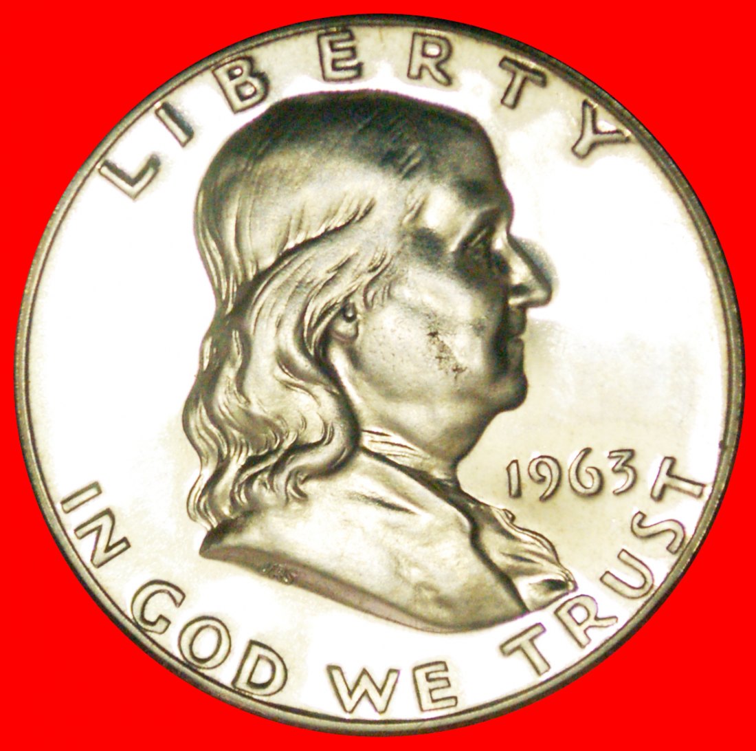  · PP LIBERTY BELL: USA ★ 1/2 DOLLAR 1963 FRANKLIN (1706–1790)! OHNE VORBEHALT!   