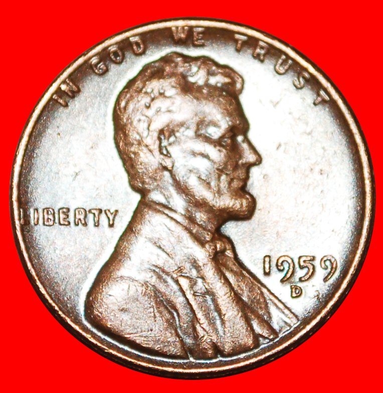 · MEMORIAL (1959-1982): USA ★ 1 CENT 1959D! LINCOLN (1809-1865) OHNE VORBEHALT!