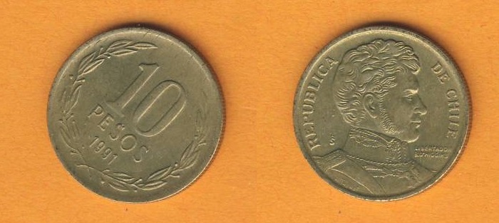  Chile 10 Pesos 1991   