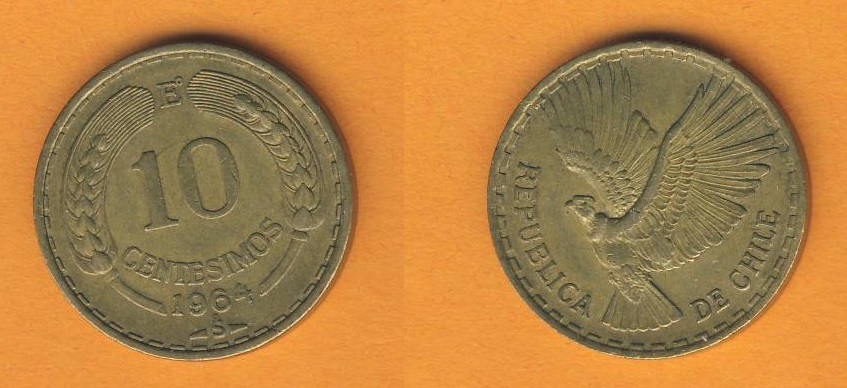  Chile 10 Centesimos 1964   