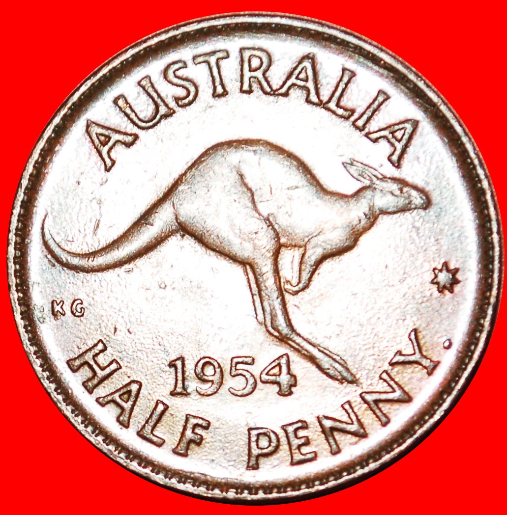  · KÄNGURU RECHT: AUSTRALIEN ★ 1/2 PENNY 1954. PERTH! OHNE VORBEHALT!   