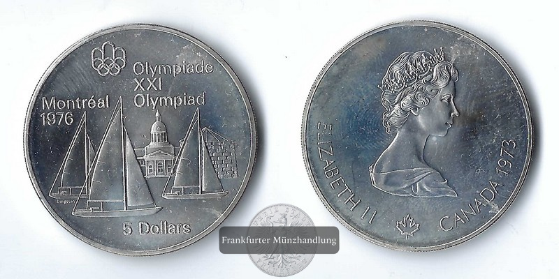  Kanada, 5 Dollar 1973     Olympiade in Montreal '76  FM-Frankfurt   Feinsilber: 22,48g   