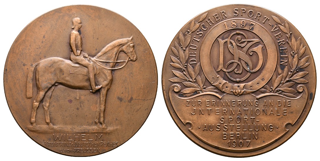  Linnartz Preussen, Bronzemed. 1907 zur Intern. Sportausstellung, 55mm, 71,6, vz   