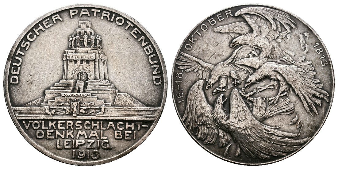  Linnartz Befreiungskriege 1813-1814, Große versilberte Bronzemed. 1913, 60 mm, 97,6 Gr., vz   