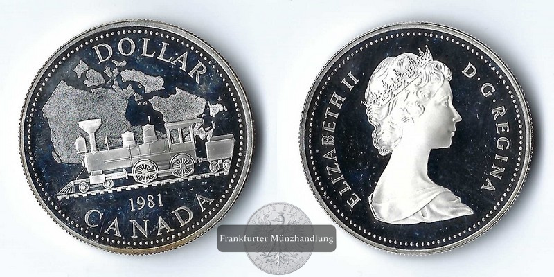  Kanada,  1 Dollar 1981 Transcontinental Railway FM-Frankfurt Feinsilber: 11,66g   