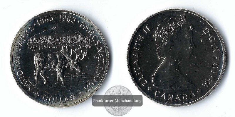  Kanada,  1 Dollar 1985 National Parks   FM-Frankfurt  Feinsilber: 11,66g   
