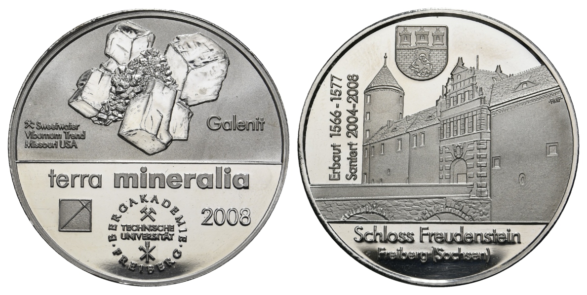  Freiberg-Technische Universität Bergakademie, Medaille 2008; Kaiserzinn, 20 g, Ø 40,0 mm   
