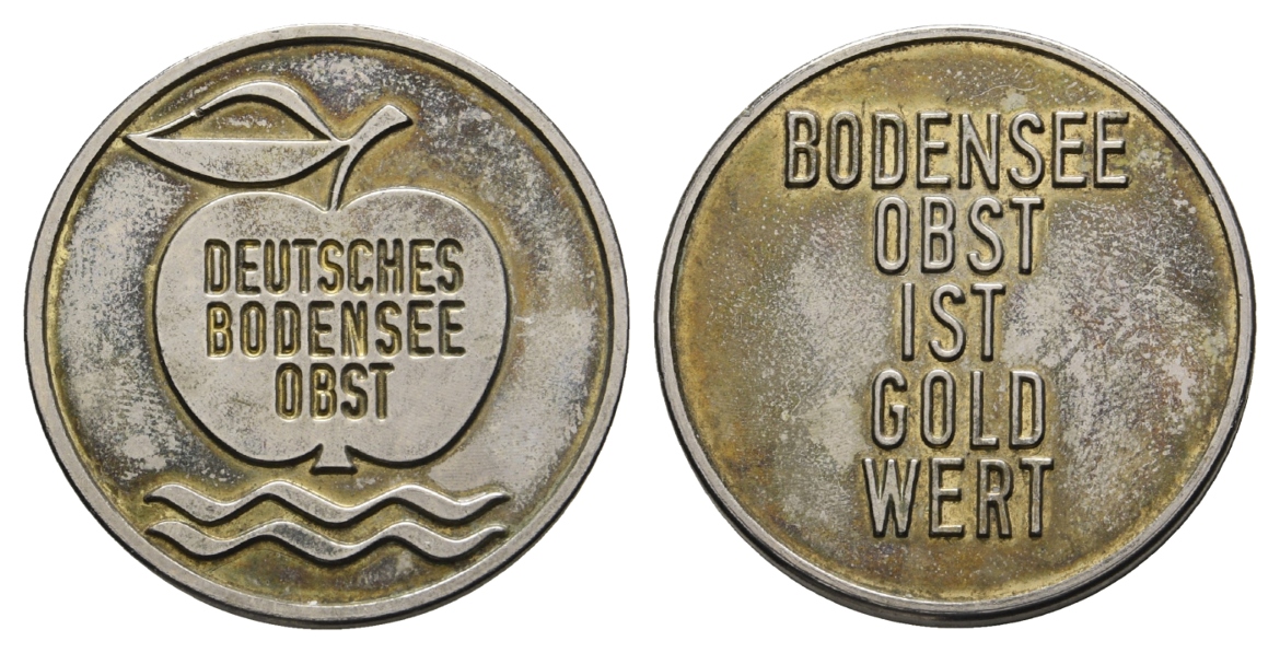  Deutsches Bodenseeobst - Medaille o.J.; Alu, versilbert, 1,43 g, Ø 29 mm   