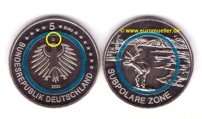 Deutschland 5 Euro Gedenkmünze 2020...D...Subpolare Zone   
