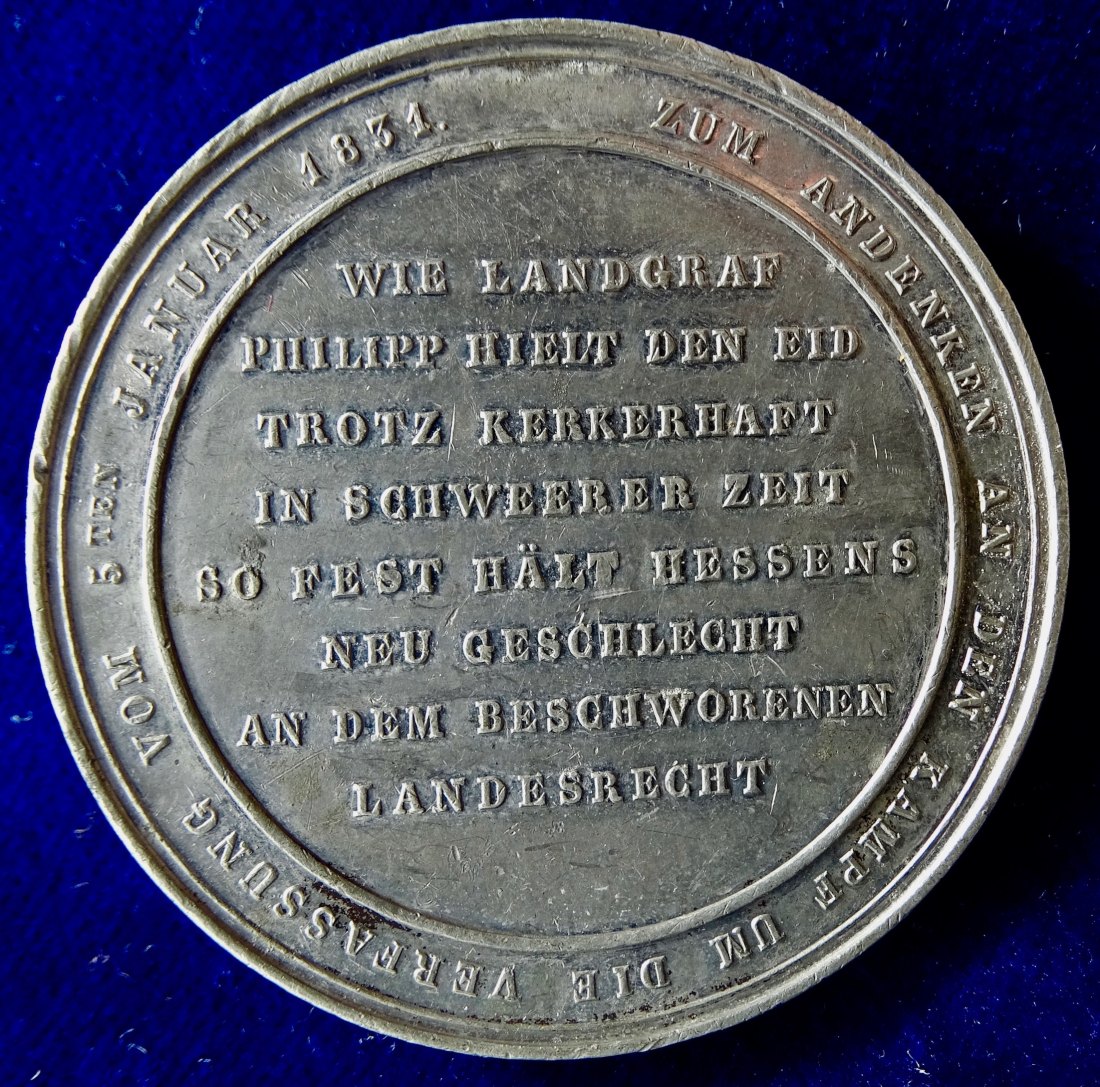  Hessen - Kassel, Medaille 1862 o.J. auf die Wiederherstellung der Verfassung von 1831.   