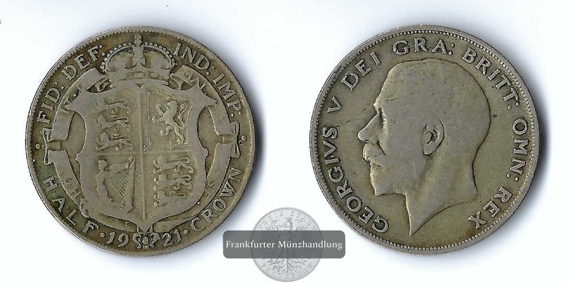  Grossbritannien, 1/2 Crown  1921 George V. FM-Frankfurt  Feinsilber: 13,08g   