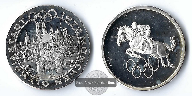  Deutschland,  Medaille  Olympischen Sommerspiele 1972 in München  FM-Frankfurt   Feinsilber: 14,7g   