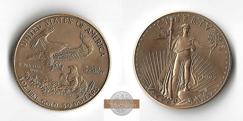 USA  50 Dollar MM-Frankfurt Feingold: 31,1g American Eagle 1997 