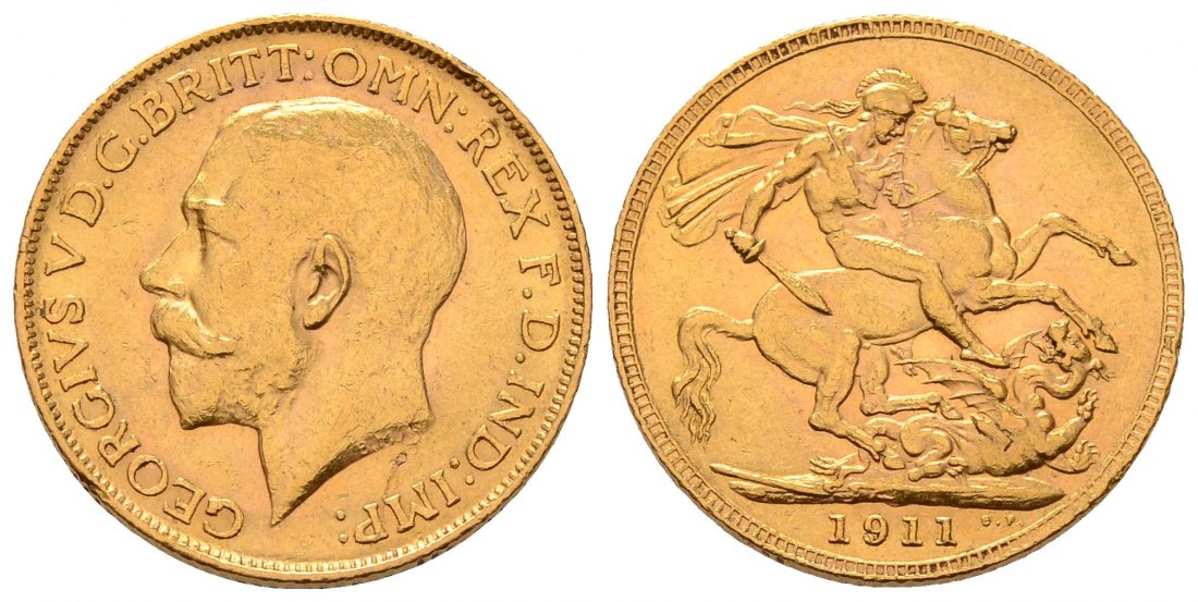 PEUS 4528 Großbritannien 7,32 g Feingold. Georg V. (1910 - 1936) Sovereign GOLD 1911 Fast Vorzüglich