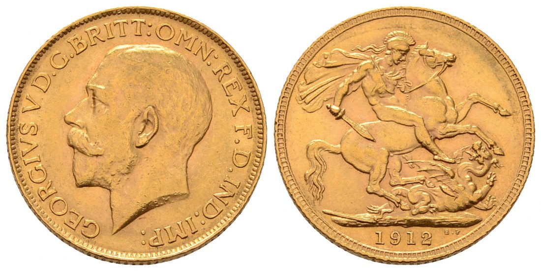 PEUS 4530 Grossbritannien 7,32 g Feingold. Georg V. (1910 - 1936) Sovereign GOLD 1912 Vorzüglich