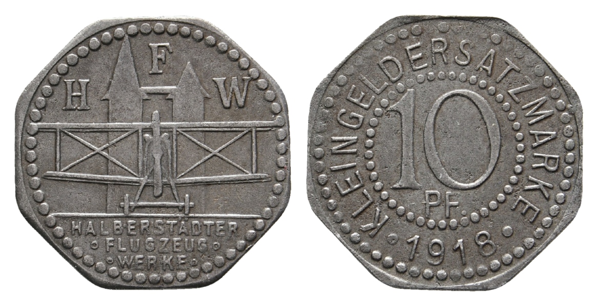  Halberstadt - Flugzeugwerke, 10 Pfennig 1918, Notgeld   