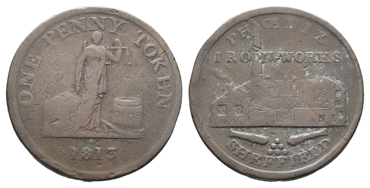  Großbritannien; Bergbau-Token, 1 Penny 1813, Kupfer   