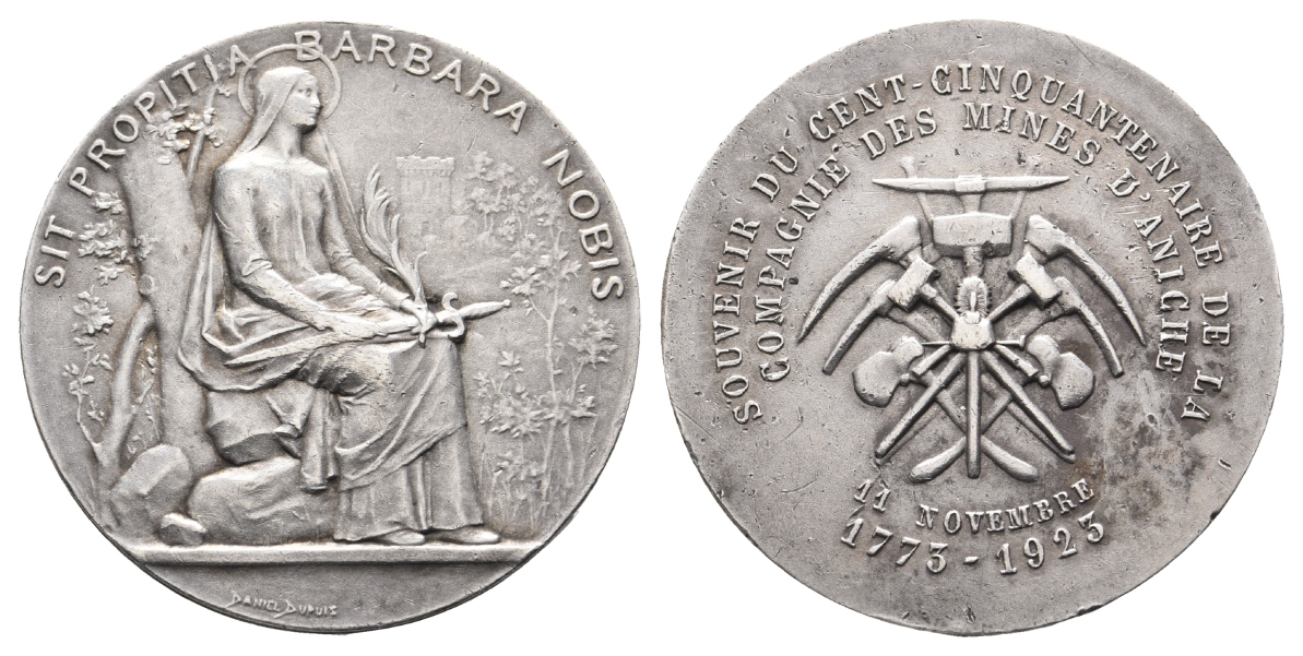  Frankreich; Bergbaumedaille 1923, Silber, 21,08 g, Ø 36,5 mm   