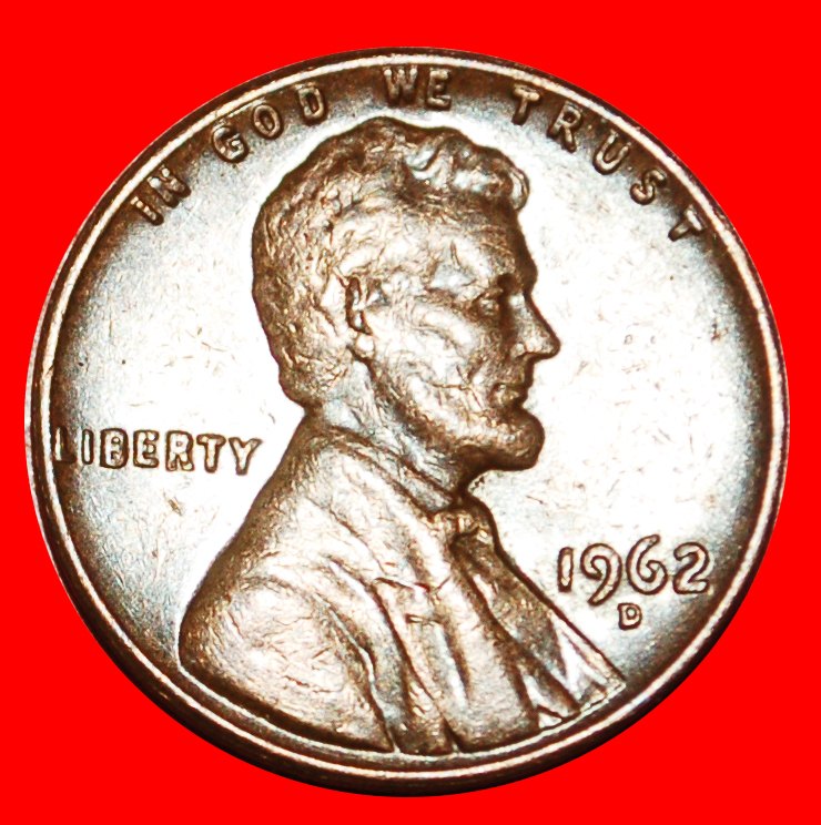  · MEMORIAL (1959-1982): USA ★ 1 CENT 1962D! LINCOLN (1809-1865) LOW START ★ NO RESERVE!   