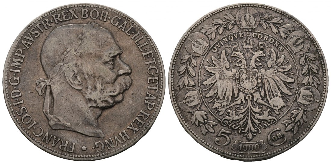 PEUS 4556 Österreich 21,6 g Feinsilber. Franz Joseph I. (1848 - 1916) 5 Kronen SILBER 1900 Sehr schön
