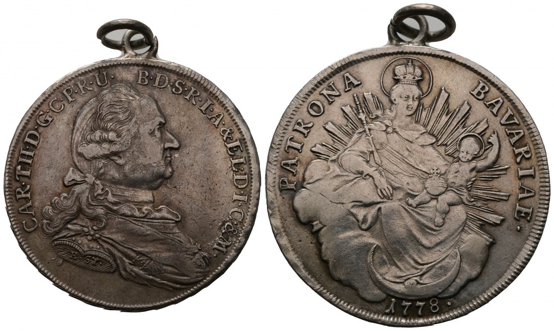 PEUS 4558 Bayern - Kurfürstentum Patrona Bavariae Madonna. Maximilian III. Joseph (1745-1777) Madonnentaler 1778 Leicht justiert, sehr schön +