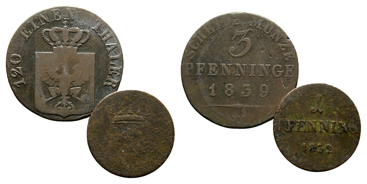  Altdeutschland; 2 Kleinmünzen 1839/1832   