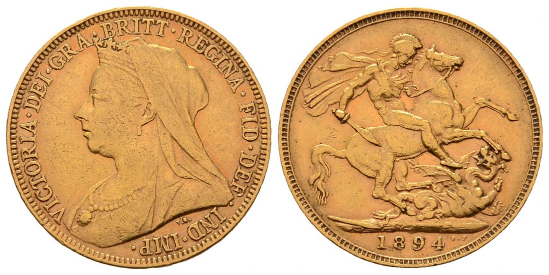 PEUS 4578 Großbritannien 7,32 g Feingold. Witwenschleier Victoria (1837 - 1901) Sovereign GOLD 1894 Sehr schön