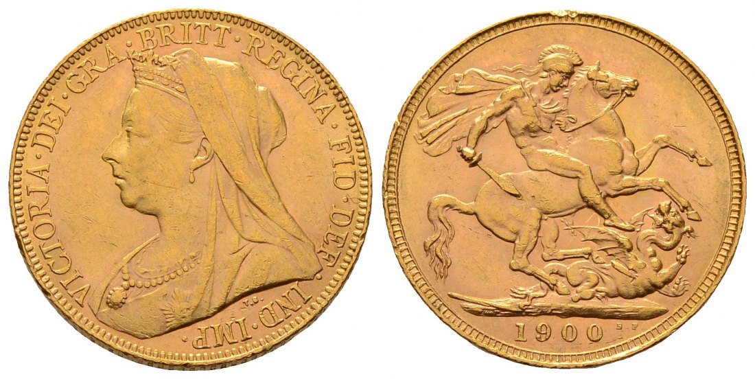 PEUS 4579 Grossbritannien 7,32 g Feingold. Victoria (1837 - 1901) mit Witwenschleier Sovereign GOLD 1900 Kl. Kratzer, fast Vorzüglich