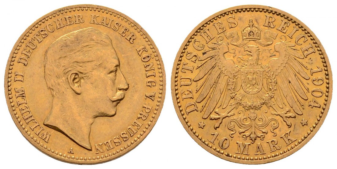 PEUS 4595 Kaiserreich - Preußen 3,58 g Feingold. Wilhelm II. (1888 - 1918) 10 Mark GOLD 1904 A Sehr schön