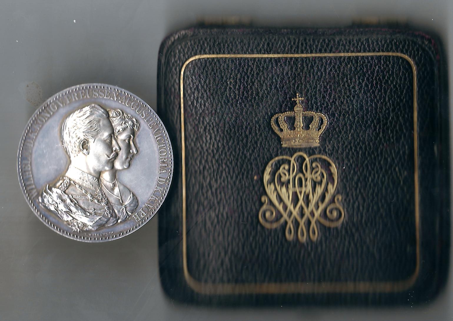  Medaille Preussen Ehejubiläum Wilhelm II + Augusta in vz-st Goldankauf Koblenz Frank Maurer C798   